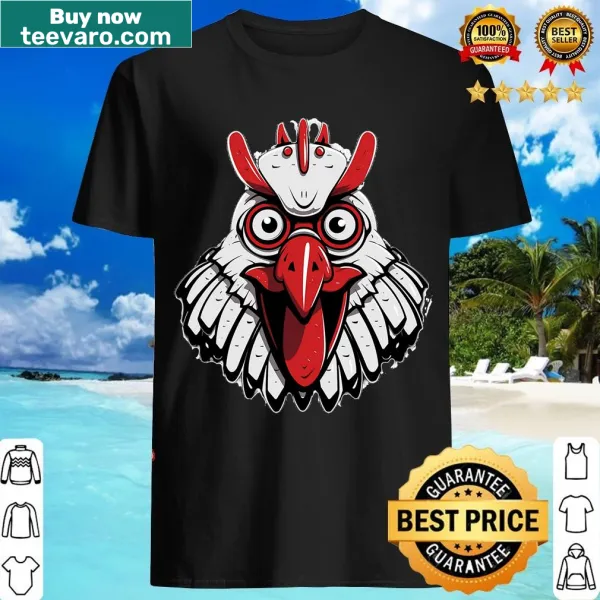 Cartoon angry rooster graphic for farm lovers