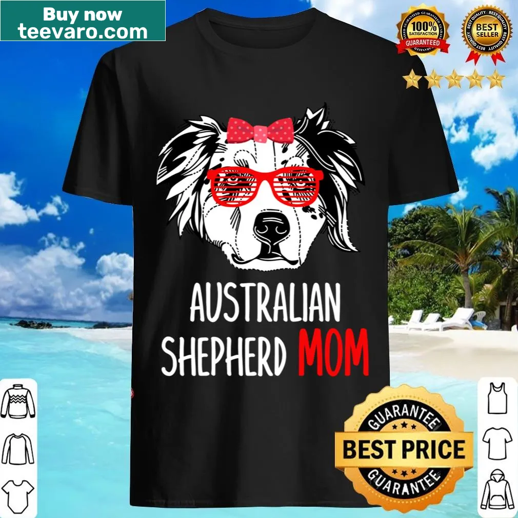 T-shirt celebrating Australian Shepherds with a cute illustration — on a men's t-shirt