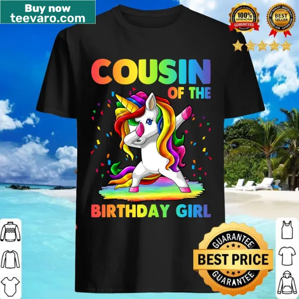 Cute dabbing unicorn with birthday cousin text