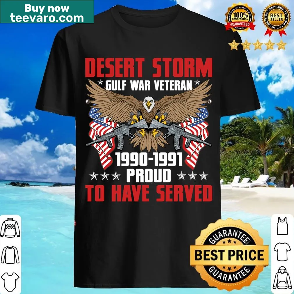 T-shirt honoring Desert Storm veterans with bold typography — on a men's t-shirt