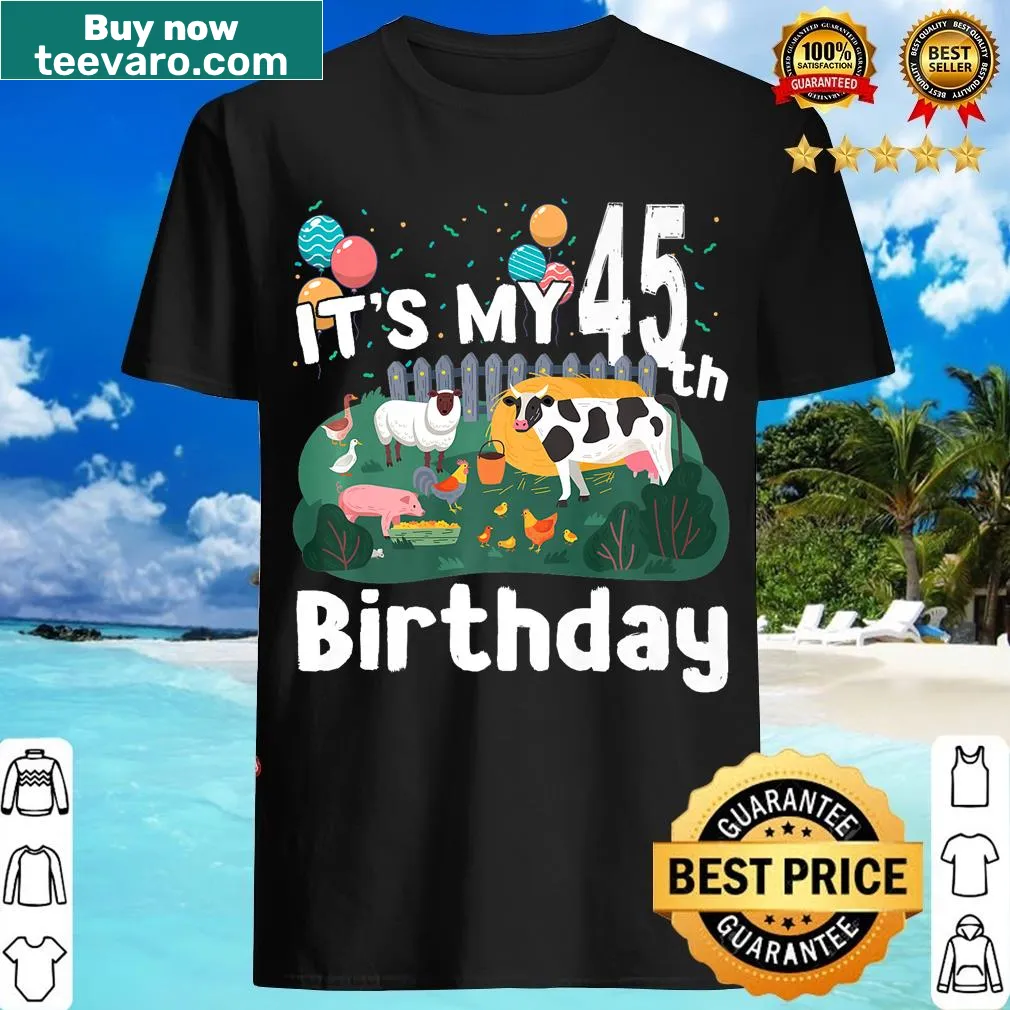 Farm animal design for a farmer's 45th birthday t-shirt — on a men's t-shirt