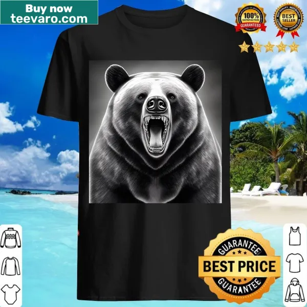 Bold illustration of a growling bear on a t-shirt