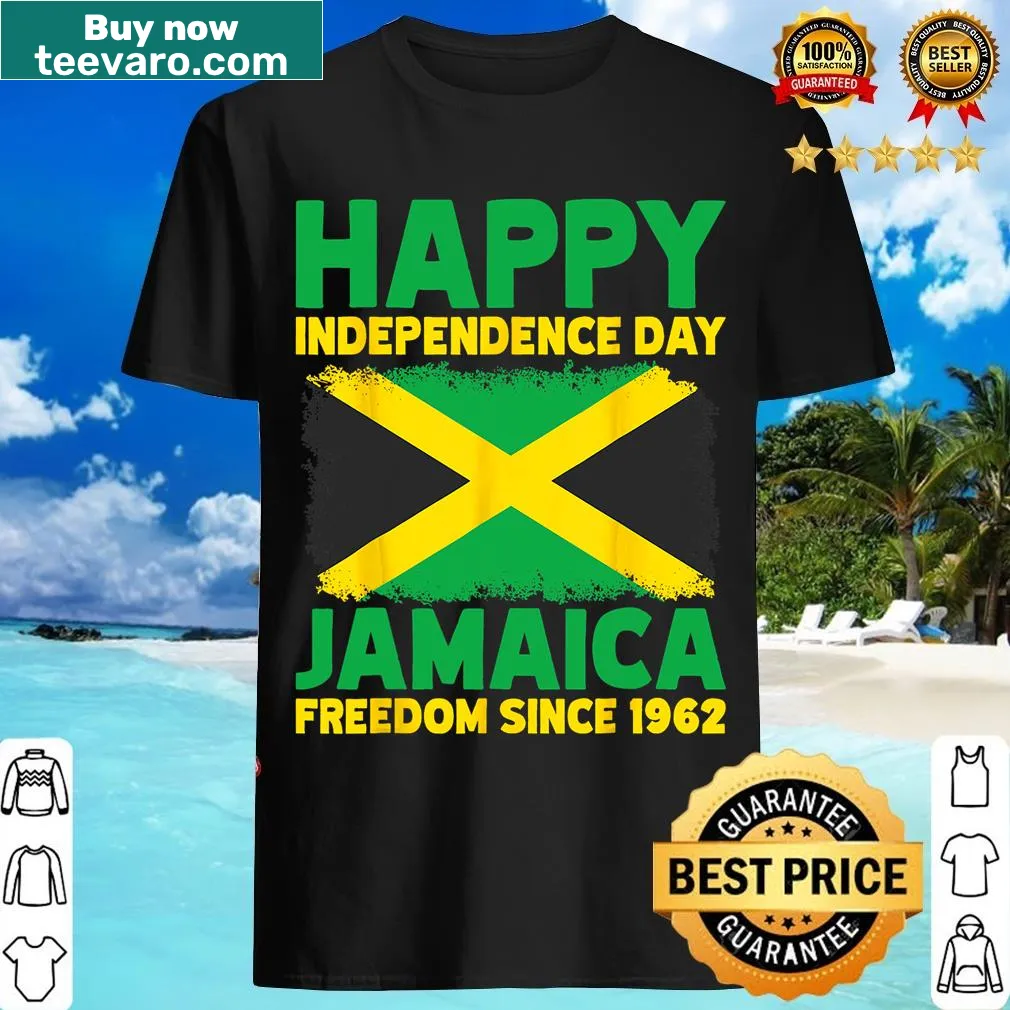 Proud Jamaican independence graphic on a T-shirt — on a men's t-shirt
