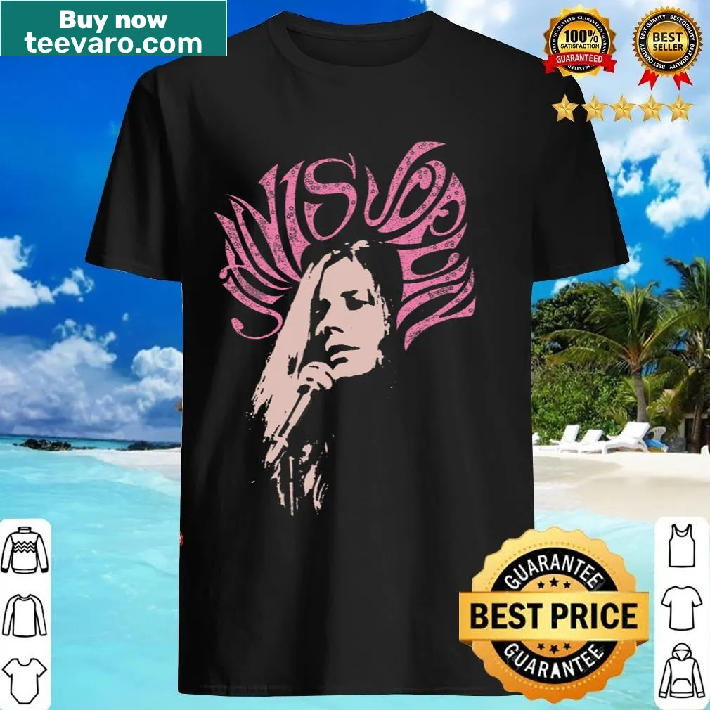Psychedelic design celebrating Janis Joplin on a T-shirt — on a men's t-shirt