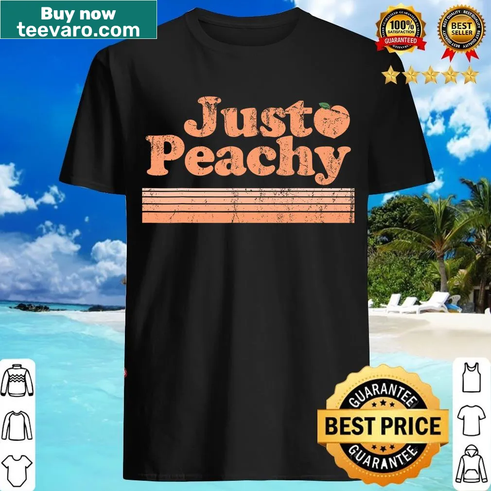 Retro Georgia peaches summer fruit t-shirt — on a men's t-shirt