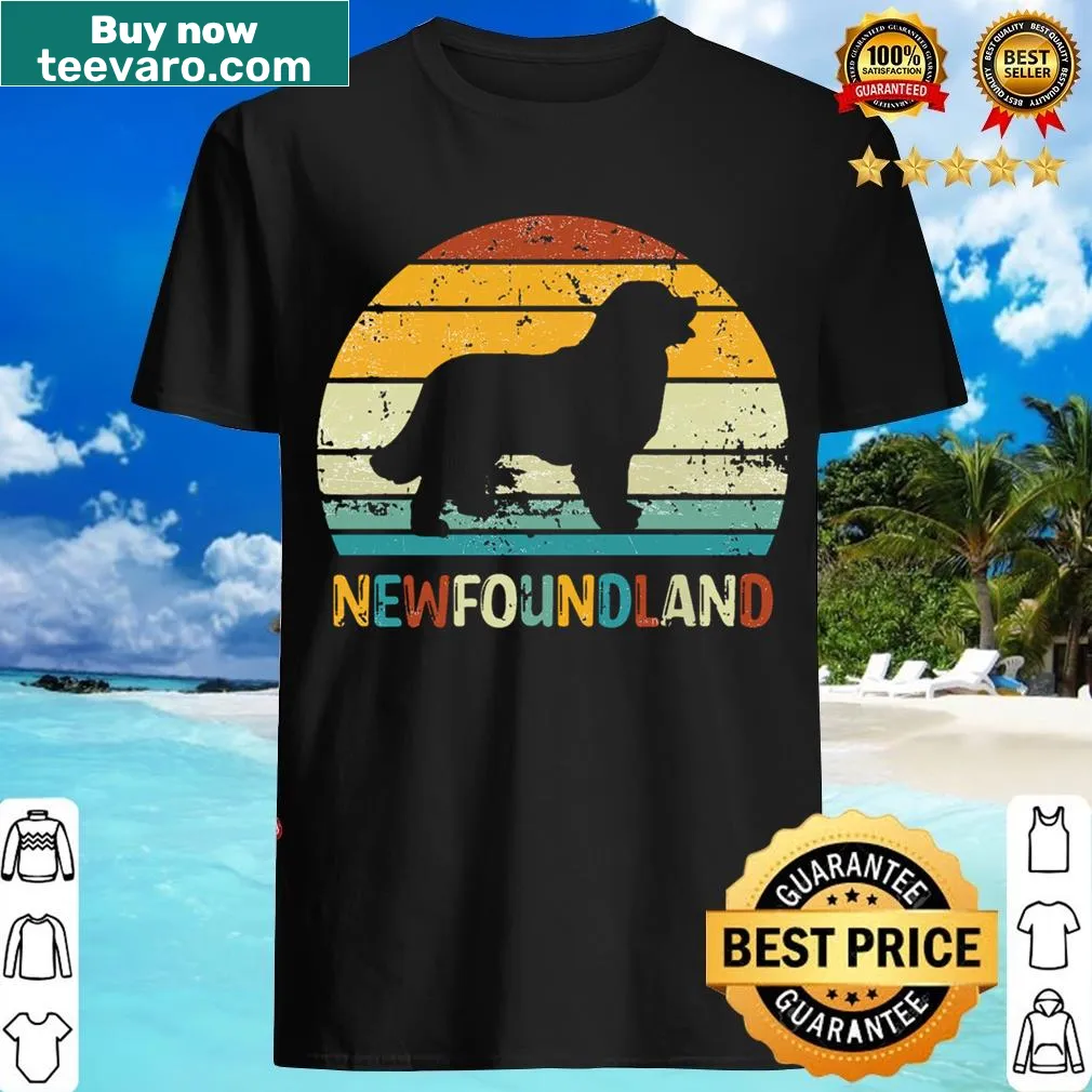 Illustrated Newfoundland dog T-shirt celebrating the breed's love — on a men's t-shirt