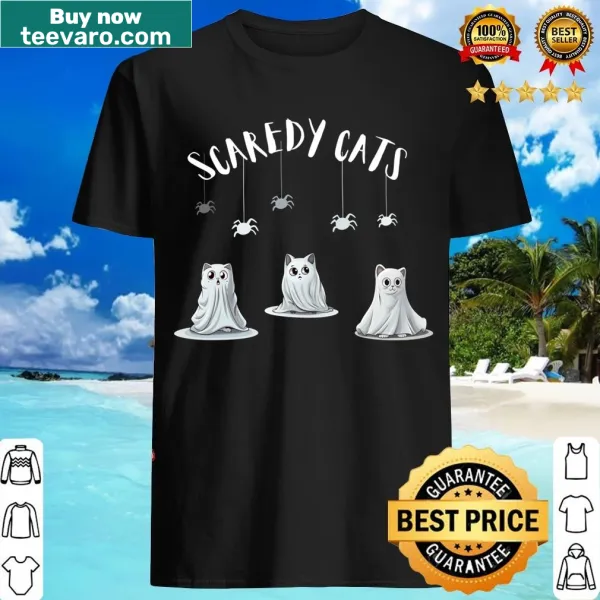 Cartoon graphic of scared cats on a t-shirt.