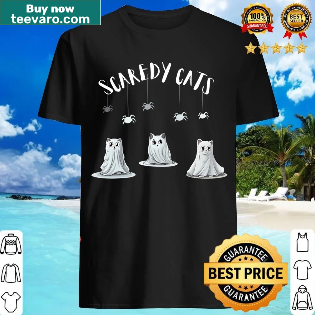 Cartoon graphic of scared cats on a t-shirt. — on a men's t-shirt