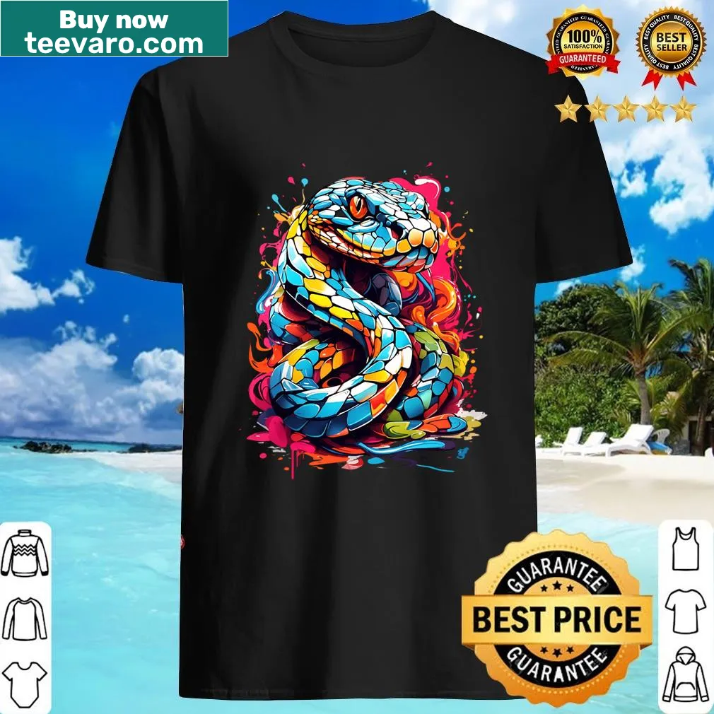 Striking snake graphic t-shirt featuring an intricate illustration — on a men's t-shirt