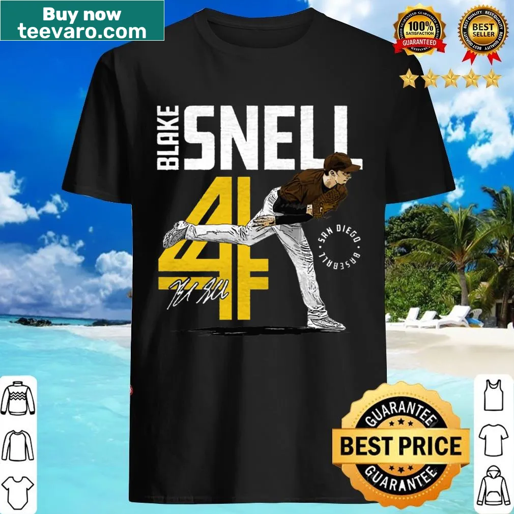 Minimalist Blake Snell San Diego T-shirt with clean line-art — on a men's t-shirt