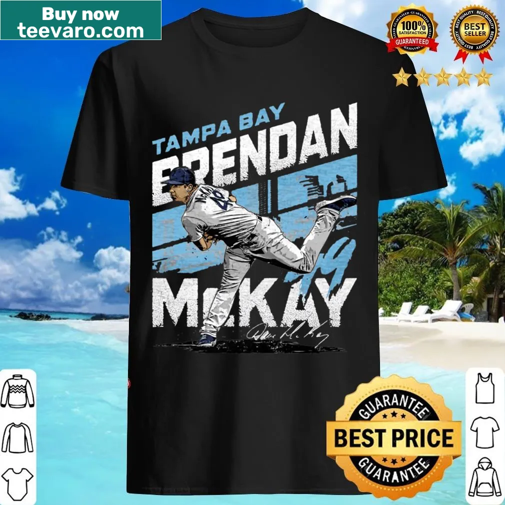 Brendan Mckay graphic with Tampa Bay city name on t-shirt — on a men's t-shirt
