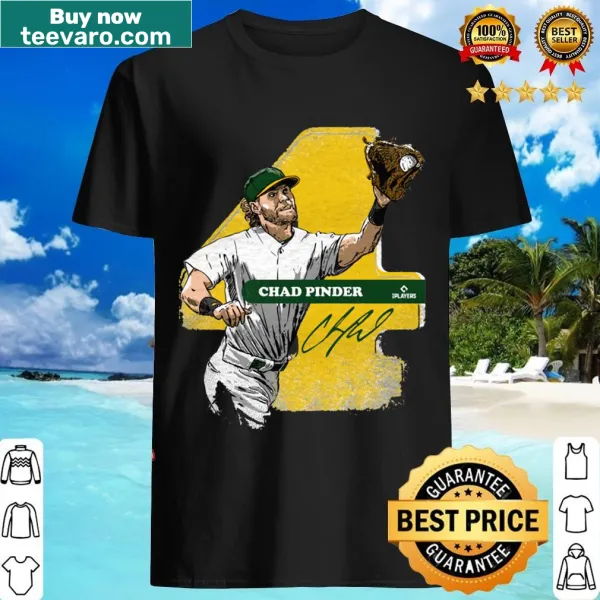 Cartoon-style Chad Pinder T-shirt depicting him making a catch.