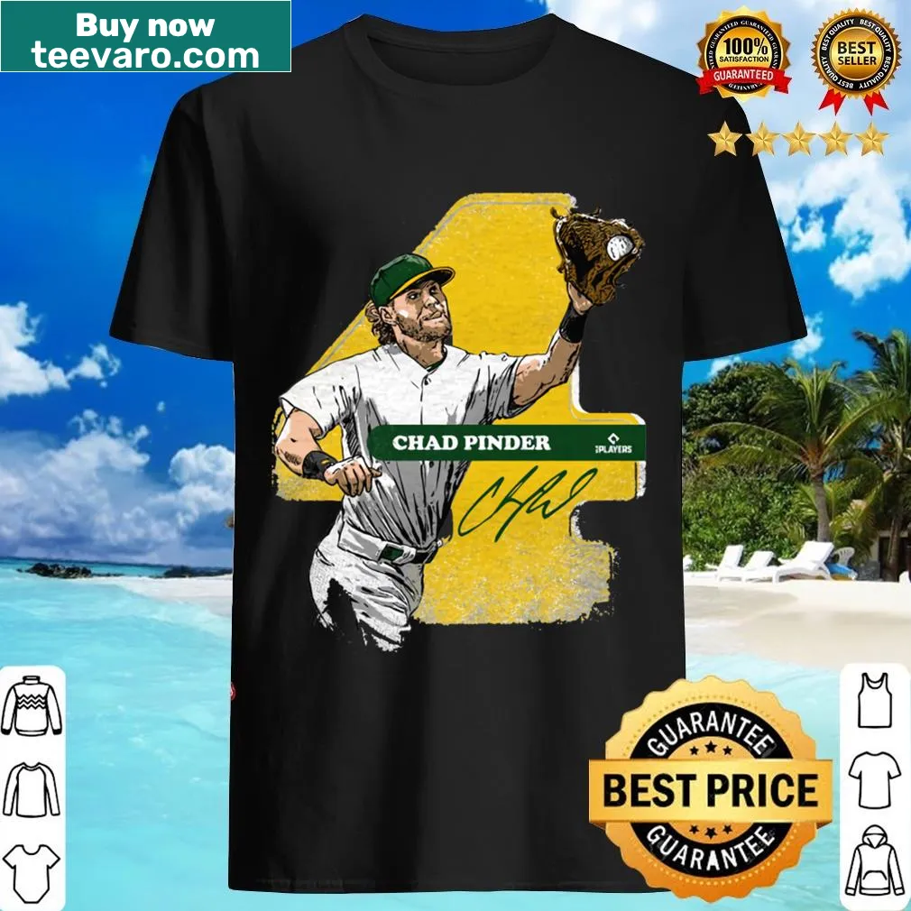 Cartoon-style Chad Pinder T-shirt depicting him making a catch. — on a men's t-shirt