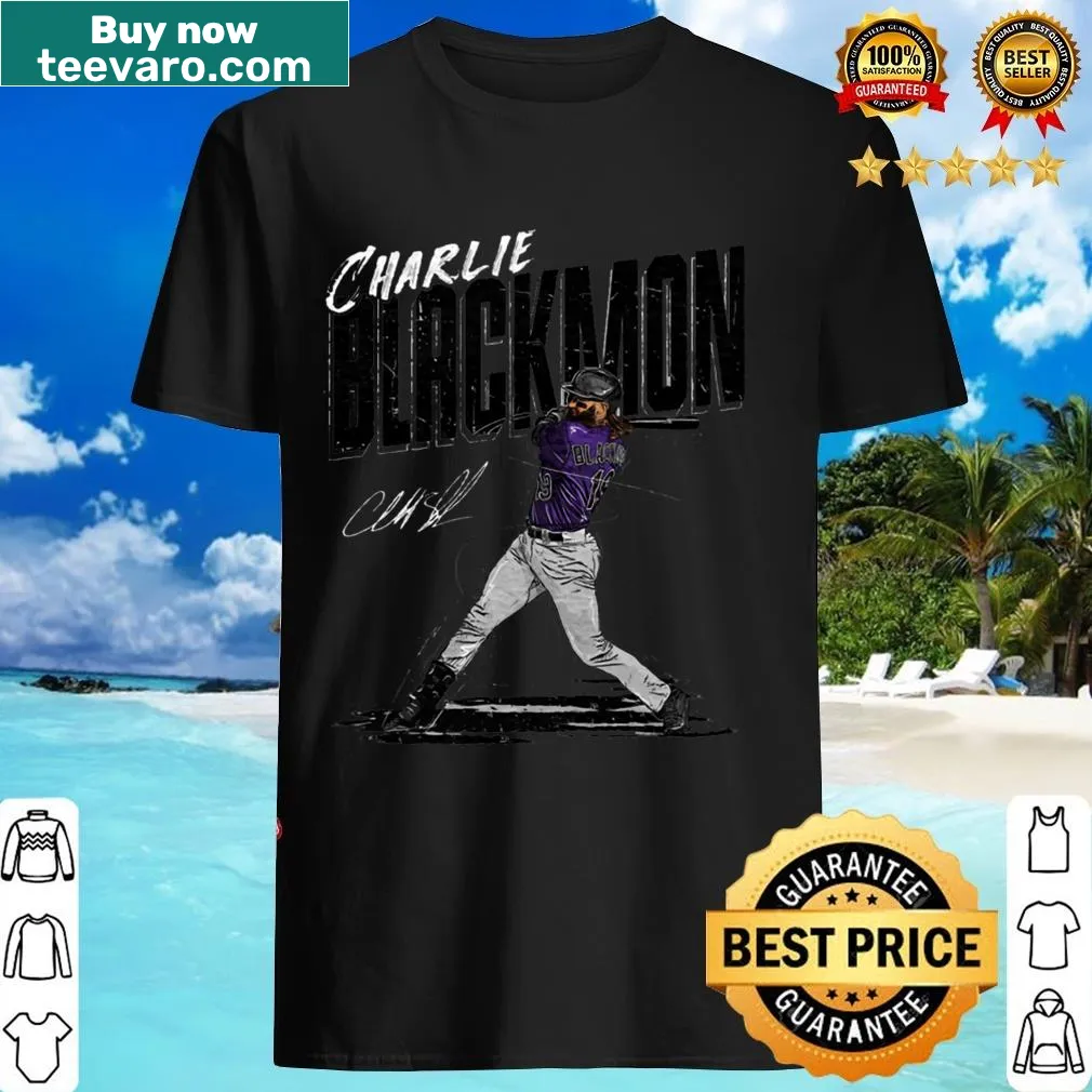 Illustrative Charlie Blackmon T-shirt featuring a chisel design of the player. — on a men's t-shirt