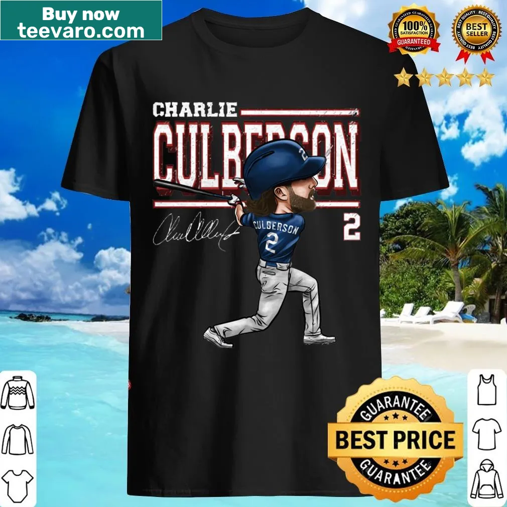 Cartoon-style Charlie Culberson t-shirt celebrating Texas — on a men's t-shirt