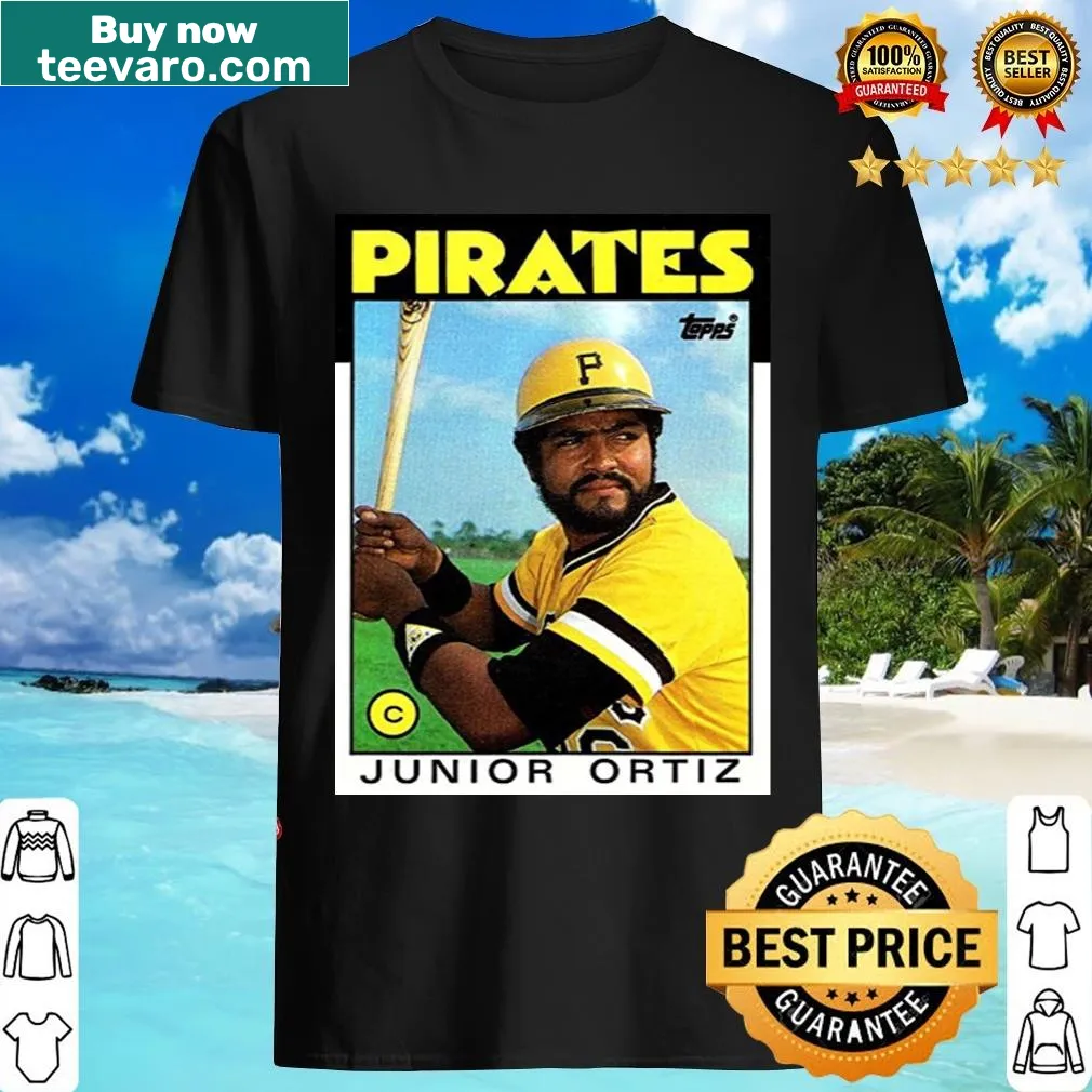 Junior Ortiz illustration from 1986 Topps on T-shirt — on a men's t-shirt