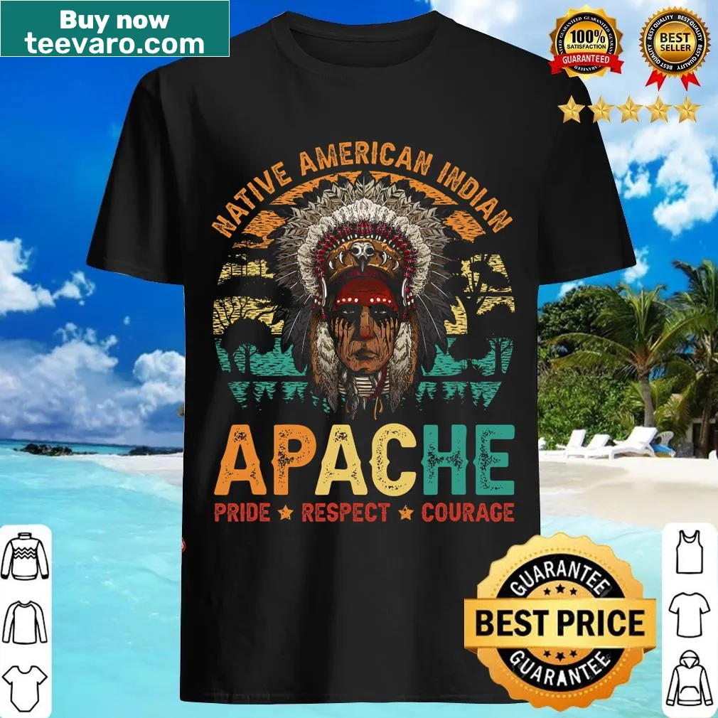 Apache Native American design celebrating indigenous pride — on a men's t-shirt