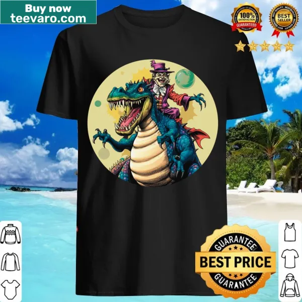 Cartoon dinosaur in clown costume graphic