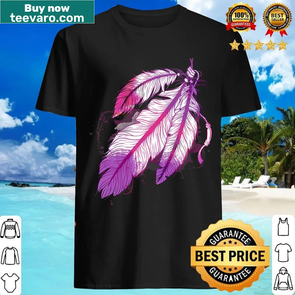 Tribal feathers design on Native American-themed T-shirt — on a men's t-shirt