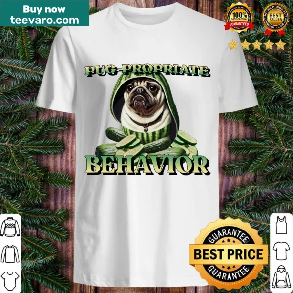 Cute illustration of a pug dog in a melon hat on a t-shirt