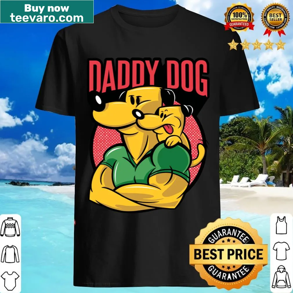 Typography design celebrating Dog Dads — on a men's t-shirt