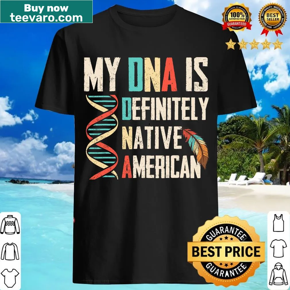 Typographic T-shirt celebrating Native American heritage and veteran identity — on a men's t-shirt