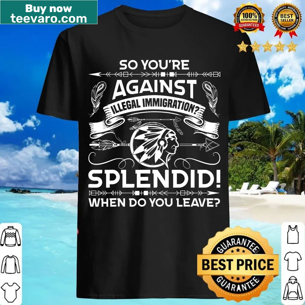 Typography Native American pride t-shirt with immigration theme — on a men's t-shirt
