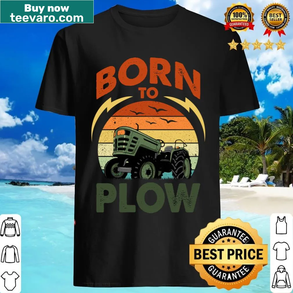 Funny T-shirt for tractor lovers with plowing theme — on a men's t-shirt