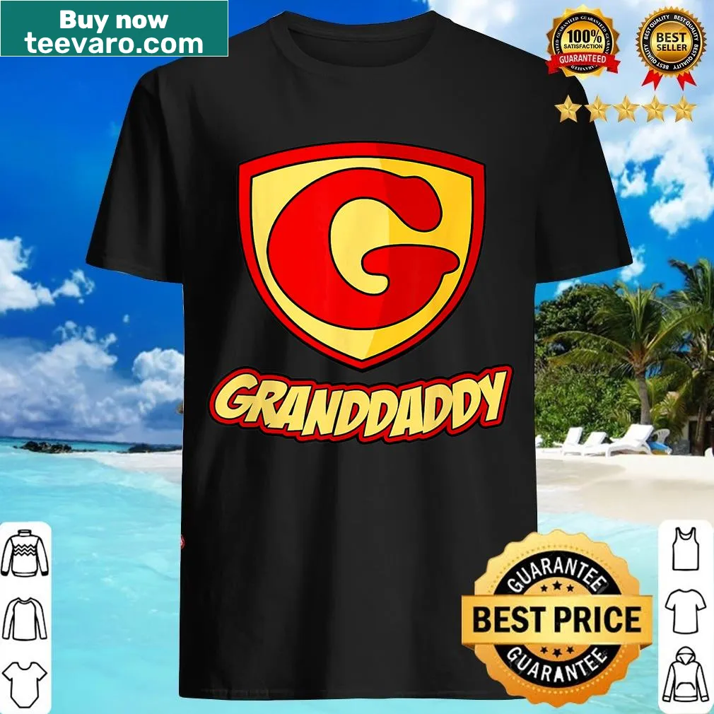 T-shirt with the phrase 'Granddaddy Is My Superhero' — on a men's t-shirt