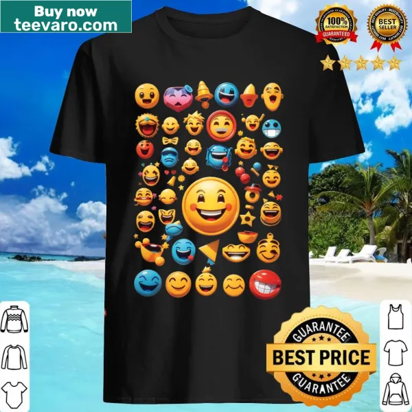 Cartoonish happy faces design on a t-shirt