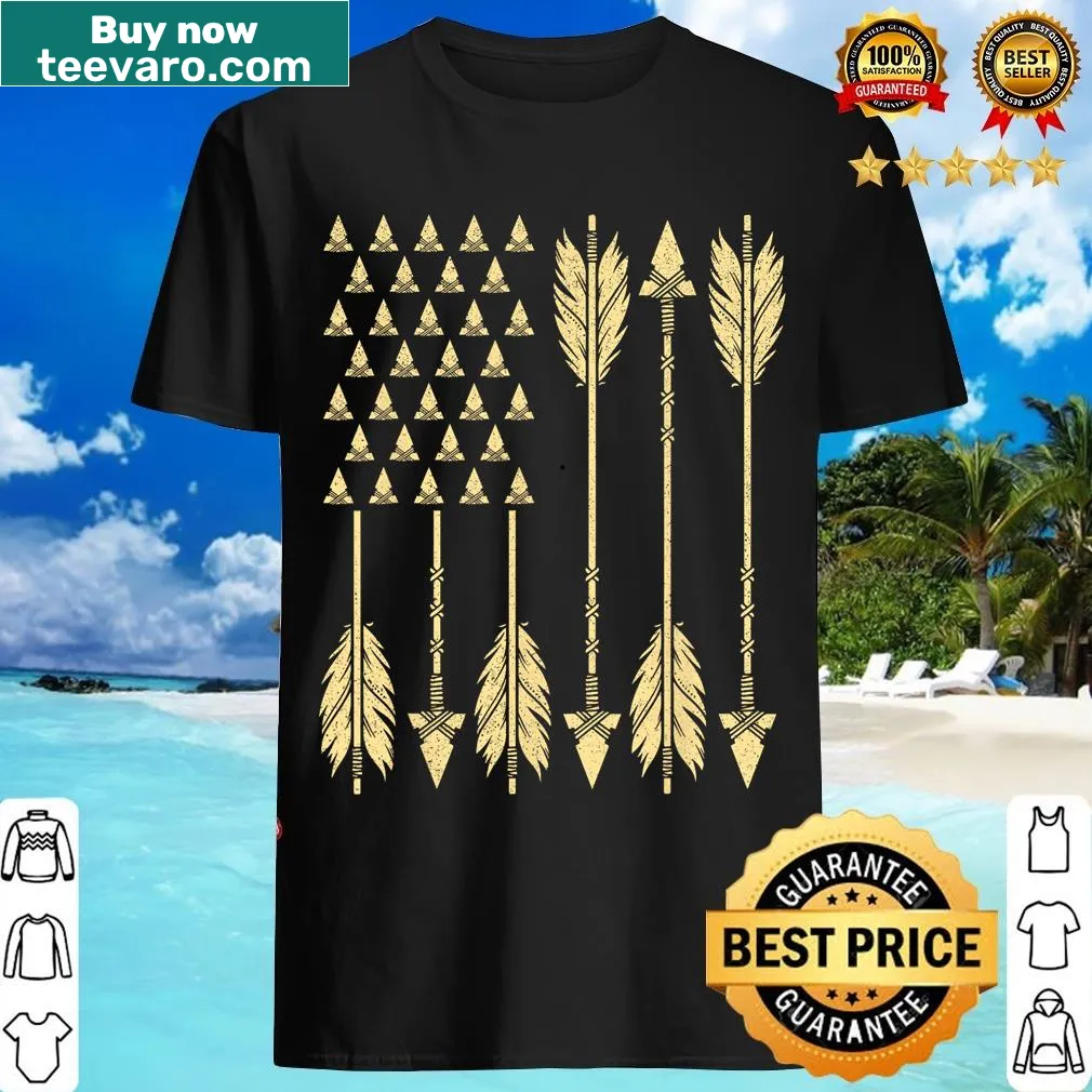 Native American flag design on a patriotic t-shirt — on a men's t-shirt