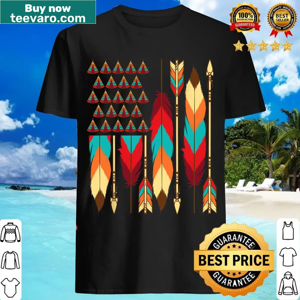 Native American flag illustration on a pride month t-shirt — on a men's t-shirt
