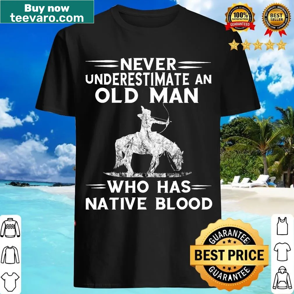 T-shirt featuring a quote about Native American warriors — on a men's t-shirt