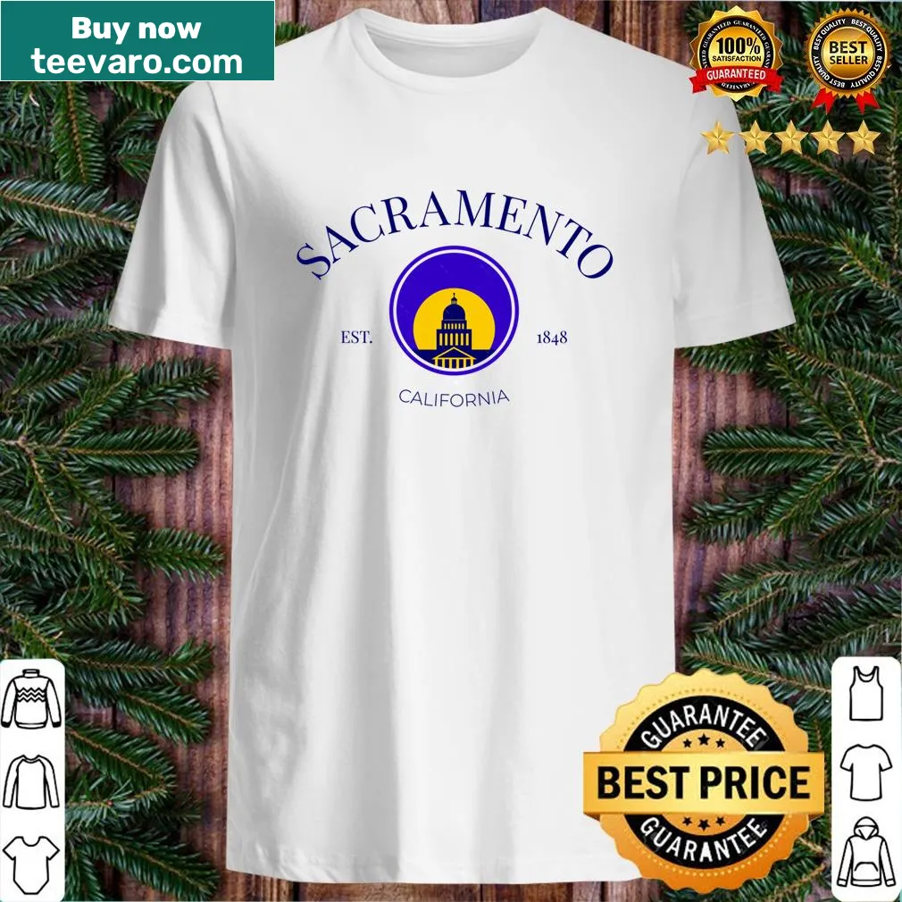 Illustration of the Sacramento City Capitol on a t-shirt — on a men's t-shirt