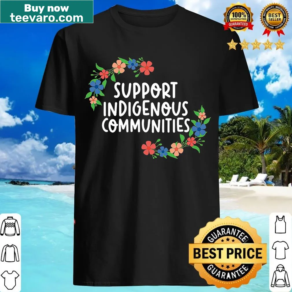 T-shirt with floral design supporting Ojibwe communities — on a men's t-shirt