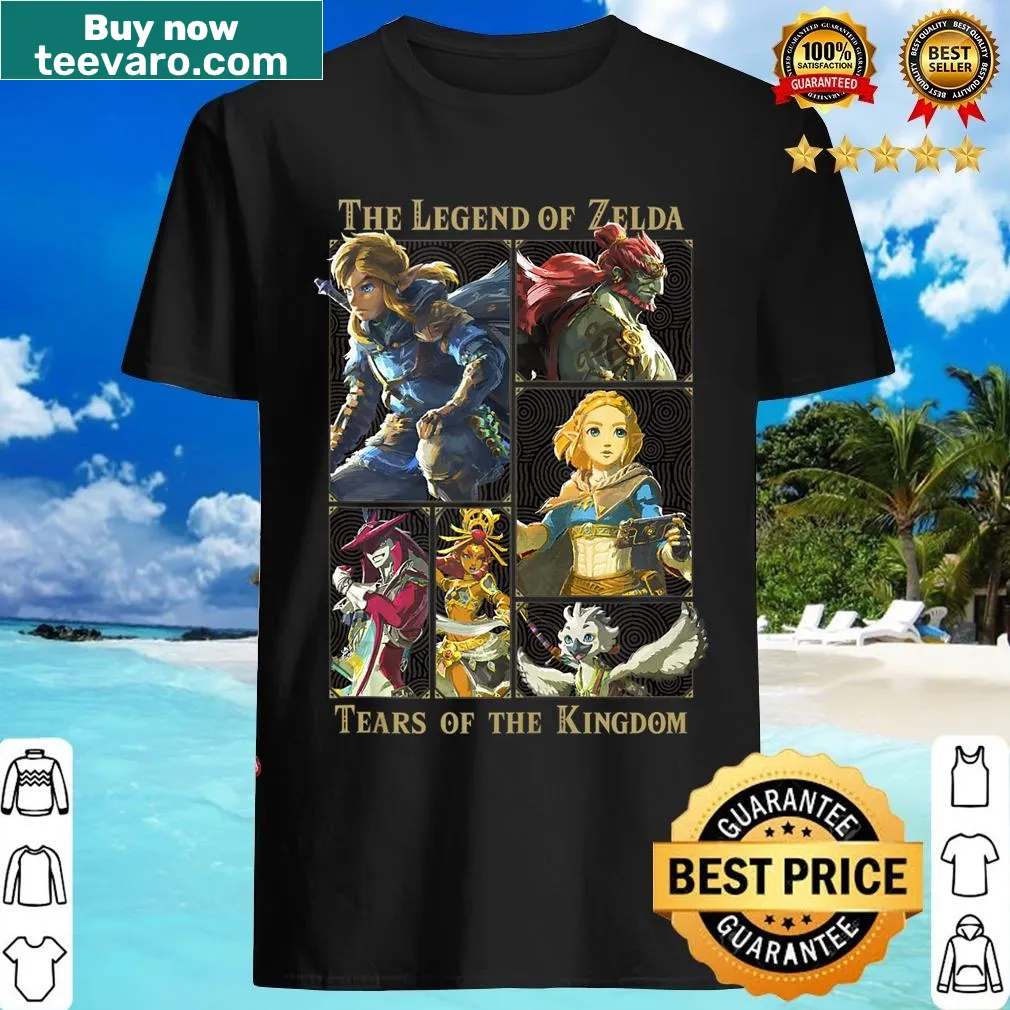 Tank top t-shirt featuring a collage of panels from The Legend Of Zelda game — on a men's t-shirt