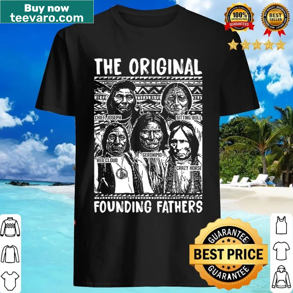 Native American themed T-shirt honoring founding fathers — on a men's t-shirt
