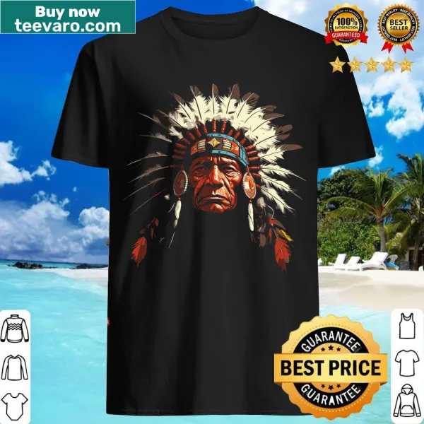 Vintage-style T-shirt featuring a Native American headdress graphic