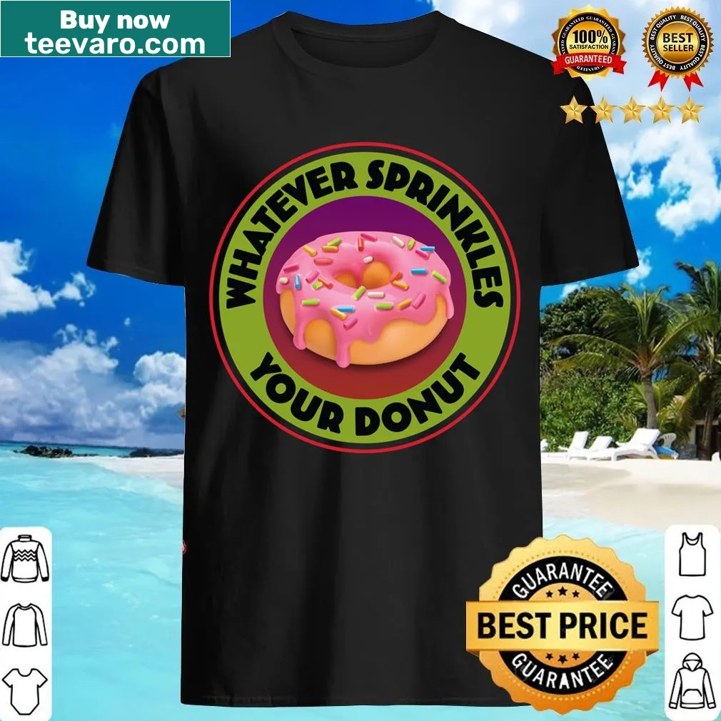 Circular design with donut illustration and humorous text — on a men's t-shirt