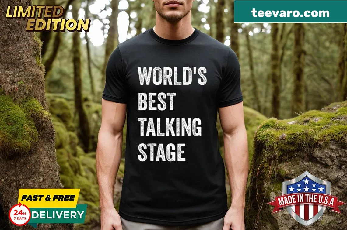 Sarcastic T-shirt with quote about talking stages in relationships. — on a men's t-shirt