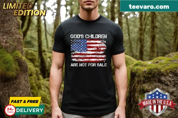 Patriotic T-shirt with American flag and human rights message.