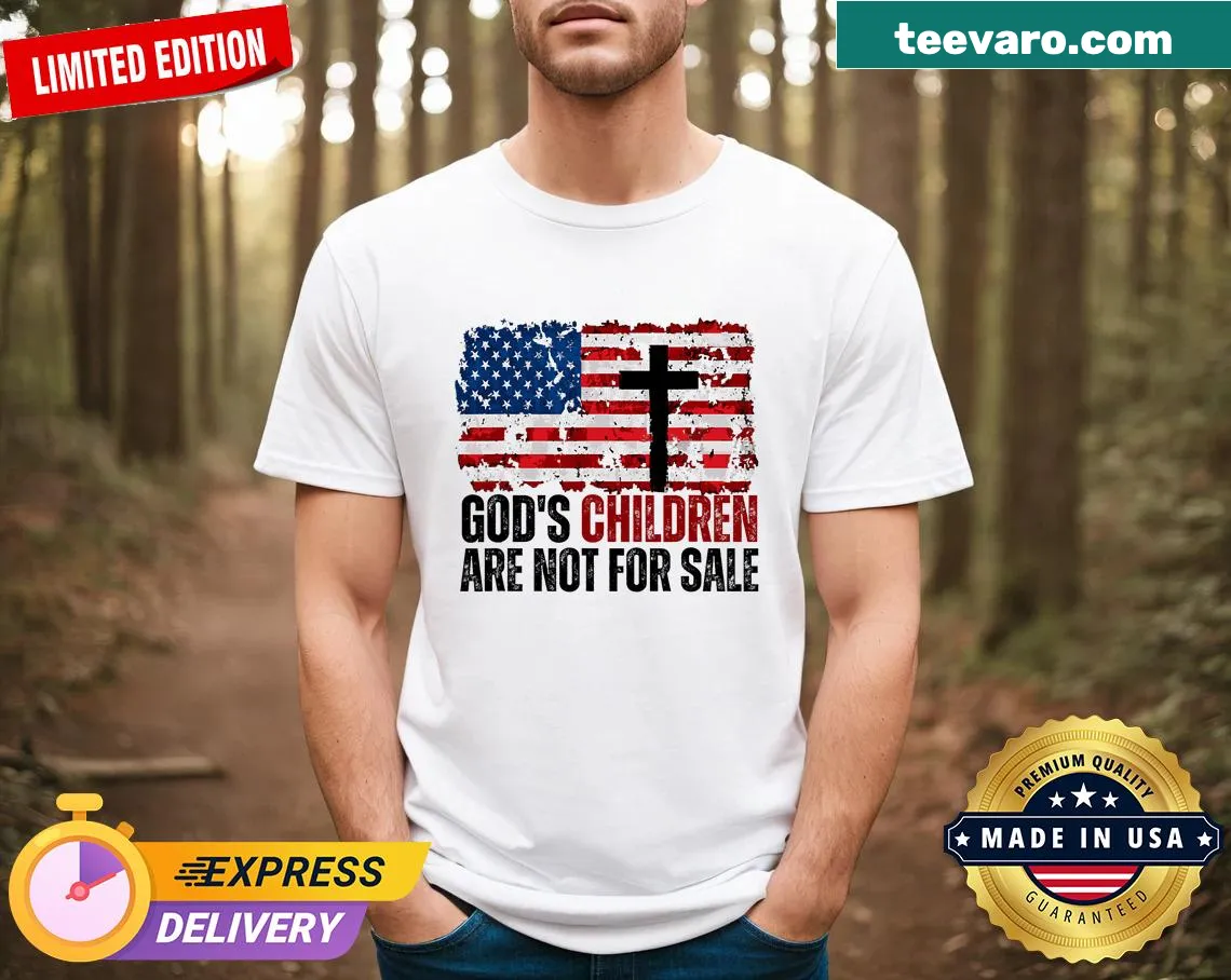 Funny t-shirt with text 'God's Children Are Not For Sale' — on a men's t-shirt