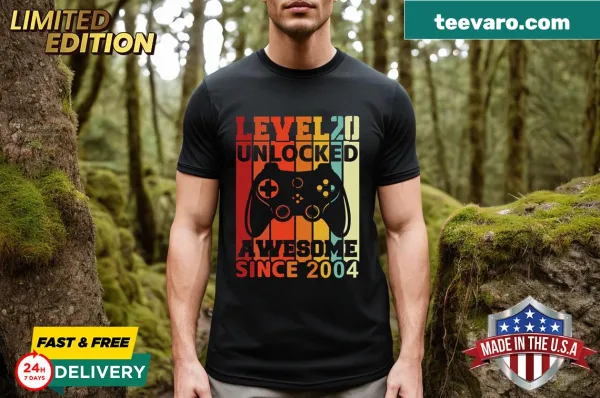 Cute birthday t-shirt featuring gaming level 20 design