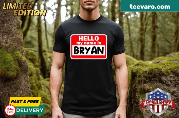 Customizable V-neck T-shirt with 'Hello, My Name Is' text