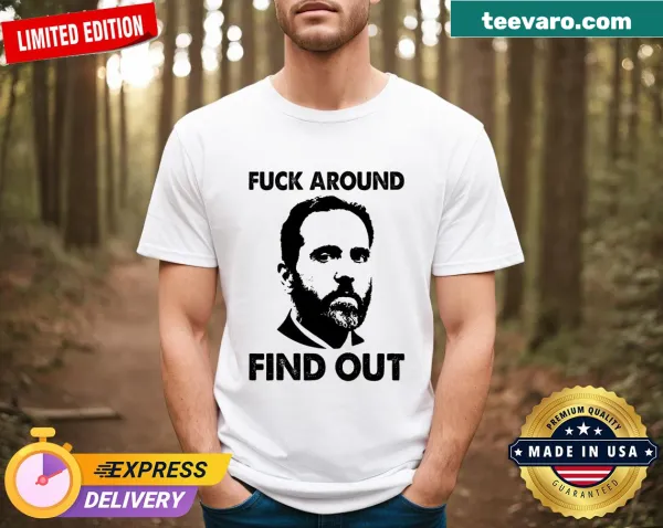 Funny men's t-shirt with the text 'Mr. Smith Around Find Out Jack'