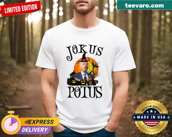 Halloween V-neck T-shirt with Joe Biden and pumpkin graphic