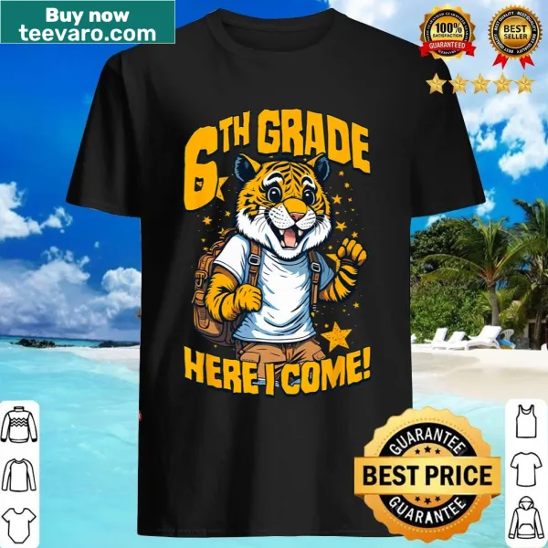 Playful tiger design announcing the start of 6th grade