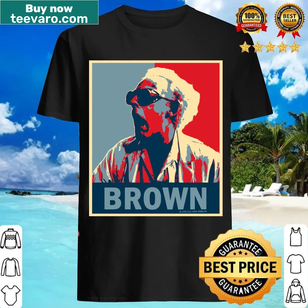Back to the Future t-shirt featuring Doc Brown graphic — on a men's t-shirt