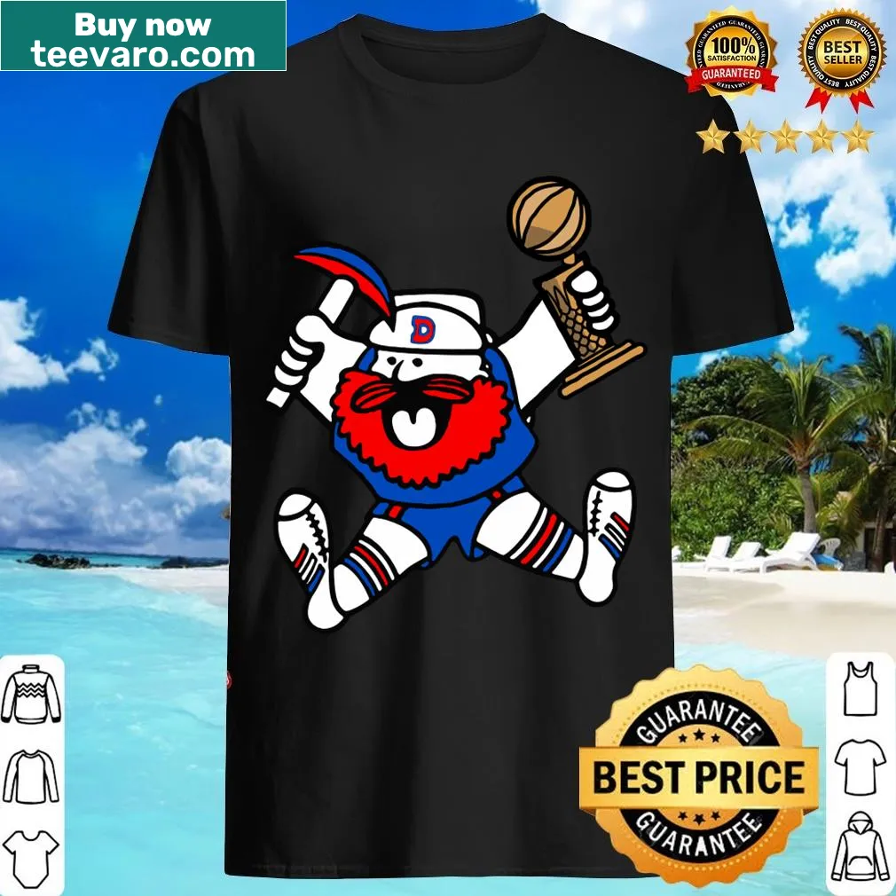 Maxie Miner holding championship trophy graphic on Denver Nuggets T-shirt — on a men's t-shirt