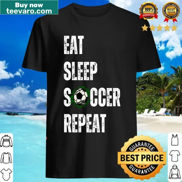Soccer-themed Eat Sleep Soccer Repeat T-shirt for fans